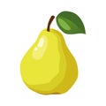 Vector healthy yellow pear with leaf. Isolated fruit in flat style. Summer clipart for design Royalty Free Stock Photo