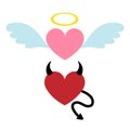 Vector heart with angel wings and devil horns Royalty Free Stock Photo