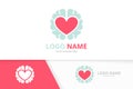 Vector heart and brain logo combination. Love education logotype design template.