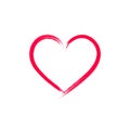 Vector Heart, Brush Painting, Red Symbol Isolated, Love Concept.