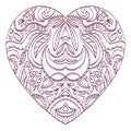 Vector heart for coloring with valentines decorative elements.