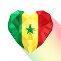 Vector heart with the flag of the Republic of Senegal.