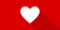 Vector heart in flat design with shadow on red background. Valentine love red background. Valentine gift. Abstract heart flat Royalty Free Stock Photo