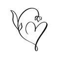 Vector heart with flower sign. Icon on white background. Illustration romantic symbol love, passion and wedding Royalty Free Stock Photo