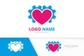 Vector heart and gear logo combination. Technology love logotype design template. Royalty Free Stock Photo