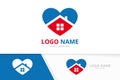 Vector heart and home logo combination. Love and house logotype design template.