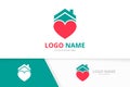 Vector heart and house logo combination. Love home logotype design template.