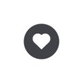 Vector heart icon. Circle icon. Heart shape. Love symbol. Heart button. Element for design logo mobile app interface card or