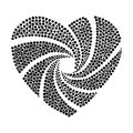 Vector heart icon of dots, spinning heart