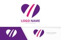 Vector heart logotype combination. Love symbol for business card template.