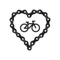 Vector Heart Made of Bike or Bicycle Chain. Black Heart Silhouette Background plus Bicycle Sample Icon Royalty Free Stock Photo