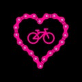 Vector Heart Made of Bike or Bicycle Chain. Pink Heart Background plus Bicycle Sample Icon Royalty Free Stock Photo