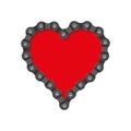 Vector Heart Made of Bike or Bicycle Chain. Red Heart Background Royalty Free Stock Photo