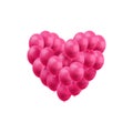 Vector Heart Made of Bright Pink Balloons Isolated, Valentines Day Decoration, Wedding Design Element, Love Symbol. Royalty Free Stock Photo