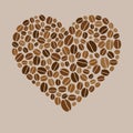 Vector heart made of colored coffee beans