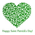 Vector heart made of small shamrocks