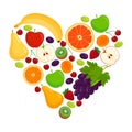 Vector heart made of various fruit