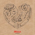 Vector heart of meat products