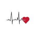 Vector heart rate icon. Arrhythmia and heart on white isolated background