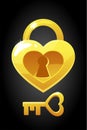 Vector heart shape key and lock icons. Royalty Free Stock Photo