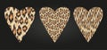 Vector heart shape - Leopard texture and Distressed ikat pattern