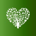 Vector heart shape tree on green background Royalty Free Stock Photo