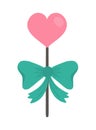 Vector heart shaped lollypop with bow.