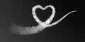 Vector heart shaped plane trail in white color