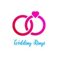 Vector heart wedding rings icon on white background. eps 10 Royalty Free Stock Photo