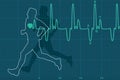 vector heartbeat electrocardiogram and running man