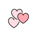 Vector hearts, favorite, feedback flat color line icon. Royalty Free Stock Photo
