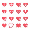 Vector hearts icons set