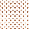 Vector hearts and polka dot pattern in brown coffee color