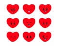 Vector hearts set. Different kawaii emotion Royalty Free Stock Photo