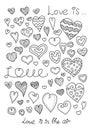 Vector hearts set. Hand drawn. Royalty Free Stock Photo