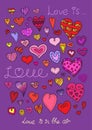 Vector hearts set. Hand drawn. Royalty Free Stock Photo