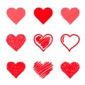 Vector hearts set. Hand drawn. Royalty Free Stock Photo