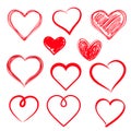 Vector hearts set. Hand drawn. Royalty Free Stock Photo