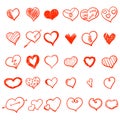 Vector hearts set. Hand drawn. Royalty Free Stock Photo