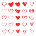 Vector hearts set. Hand drawn. Set of heart icons, hand drawn icons and illustrations for valentines and weddings isolated on Royalty Free Stock Photo