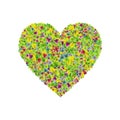 Vector heartshape symbol consisting of colorful fresh leaves