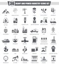 Vector heavy and power industry black icon set. Dark grey classic icon design for web.