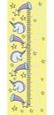 Vector height gauge for children. Cartoon unicorns, rainbow, com Royalty Free Stock Photo