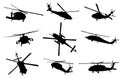 Vector helicopter detailed silhouettes Royalty Free Stock Photo