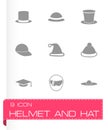 Vector helmet and hat icon set