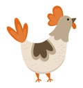 Vector hen icon. Cute cartoon chicken illustration for kids. Farm bird isolated on white background. Colorful flat animal picture Royalty Free Stock Photo