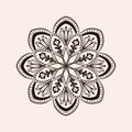 Vector henna ethnic mandala, boho tattoo design in doodle style.