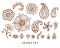 Vector henna tattoo doodles set