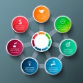 Vector heptagon with circles for infographic. Royalty Free Stock Photo