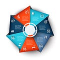 Vector heptagon element for infographic. Royalty Free Stock Photo